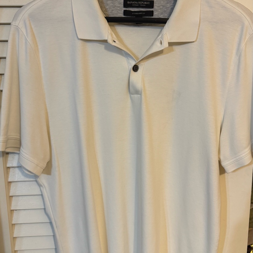 Banana Republic Cream Textured Polo Shirt